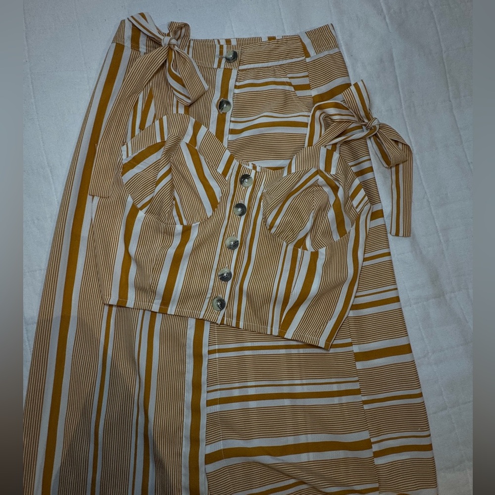 Asos Striped Tan and White Skirt